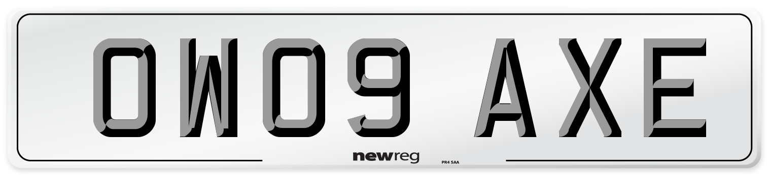 OW09 AXE Number Plate from New Reg